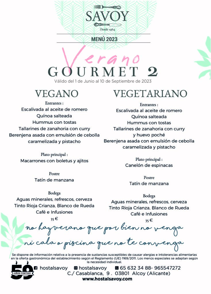 Menú Gourmet 2 Vegano y Vegetariano