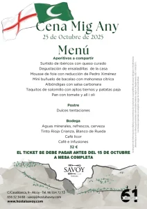 Menú Cena Mig Any 2025