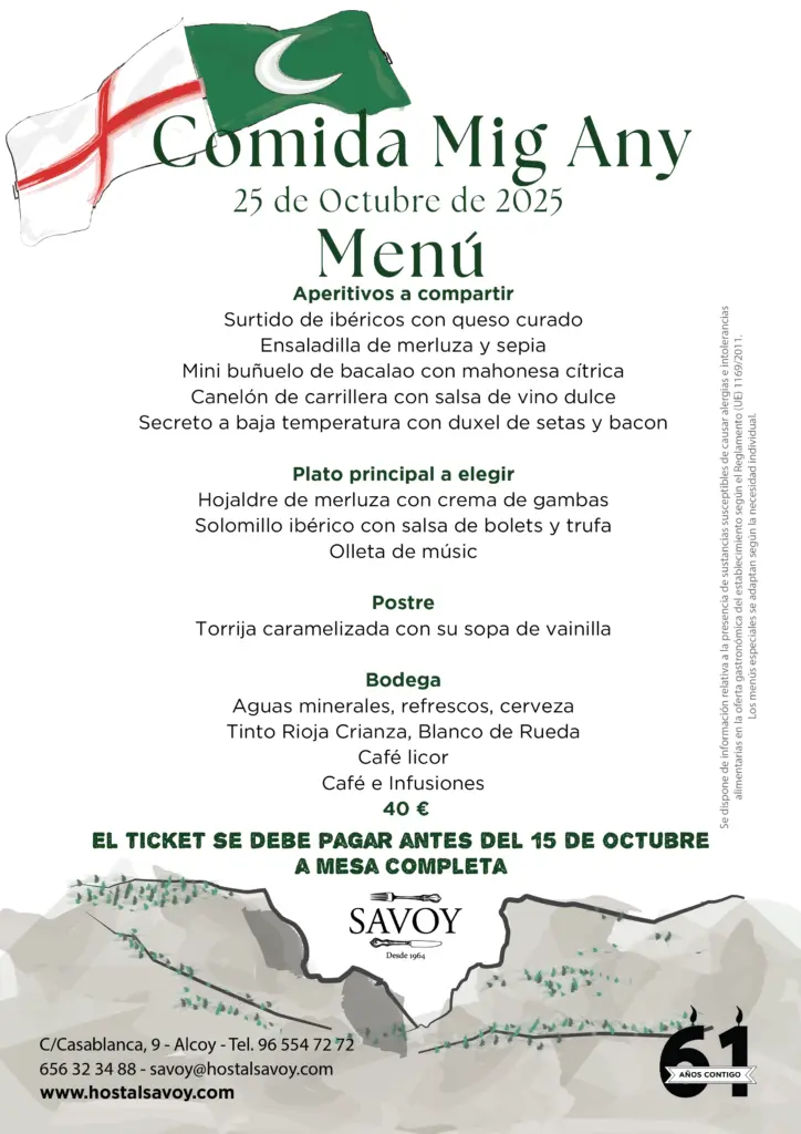 Menú Comida Mig Any 2025