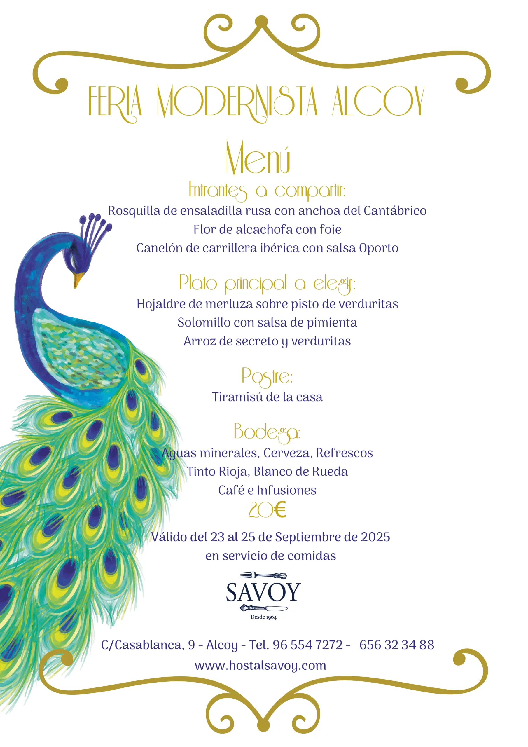 Menú Modernista Entre Semana