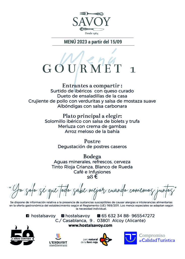 Menú Gourmet 1-2023