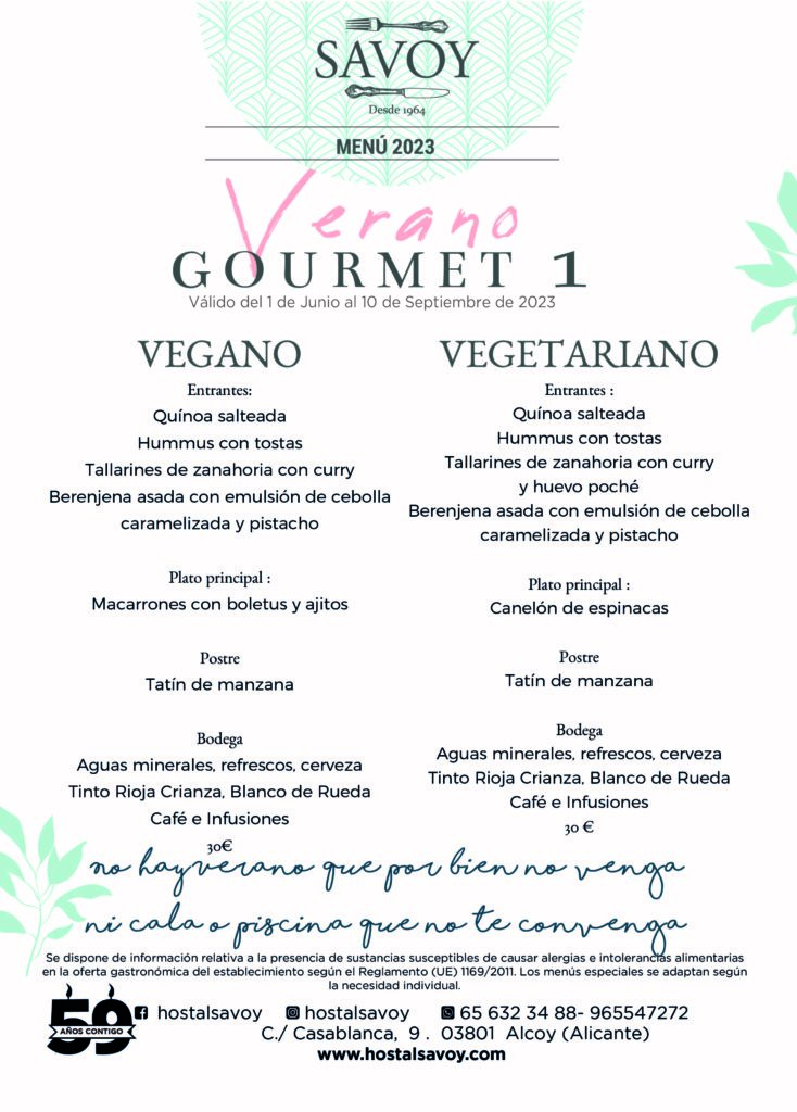 Menú Gourmet 1 Vegano y Vegetariano